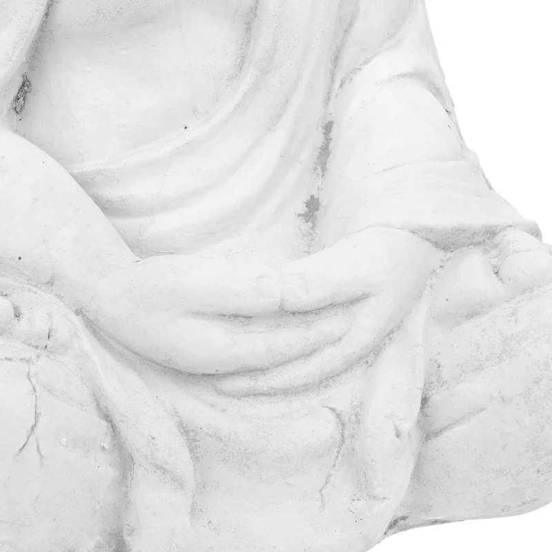 Statue de Bouddha méditant 70 x 40 x 30 cm décoration zen espace extérieur finition mate en polyrésine blanche 13_0011535