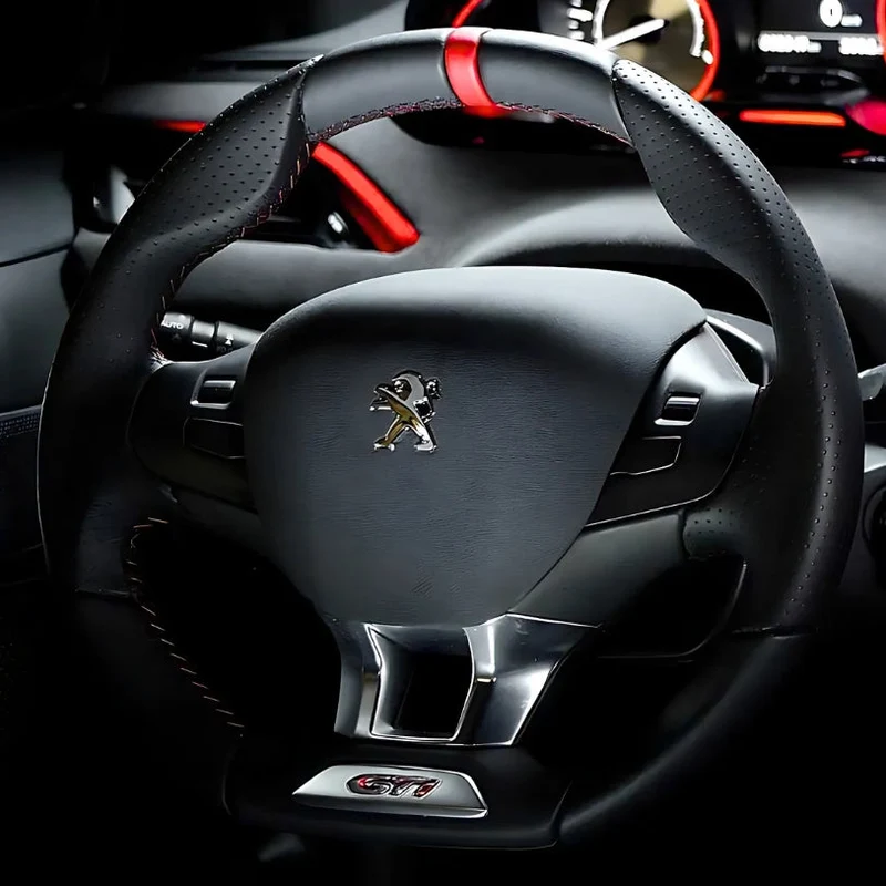Couvre Volant Peugeot 208 Cuir Surpiqué