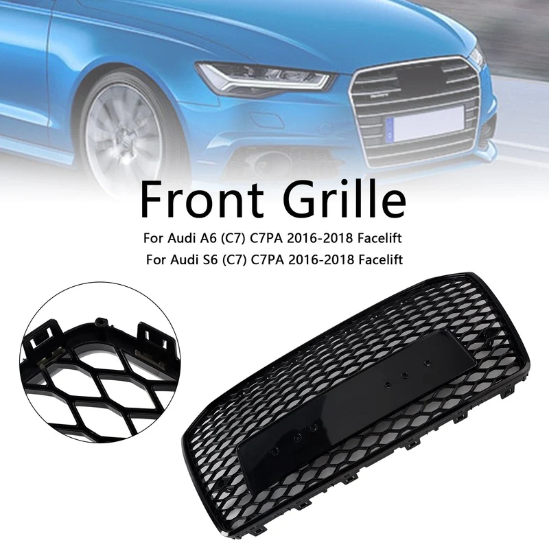 Grille Calandre Nid d'Abeille Style RS6 Audi A6 S6 C7 2016-2018
