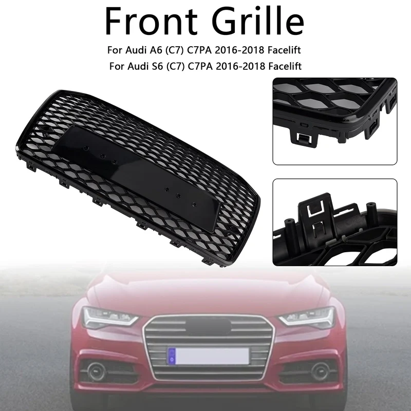 Grille Calandre Nid d'Abeille Style RS6 Audi A6 S6 C7 2016-2018