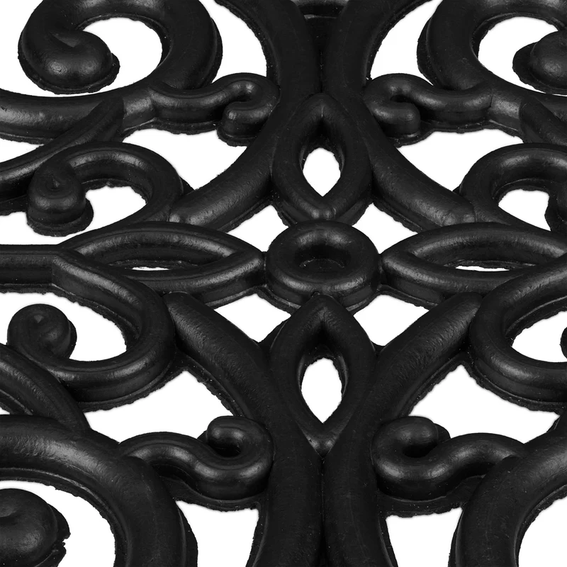 Paillasson antidérapant avec ornements intérieur extérieur 70 x 40 cm en caoutchouc noir 13_0010972