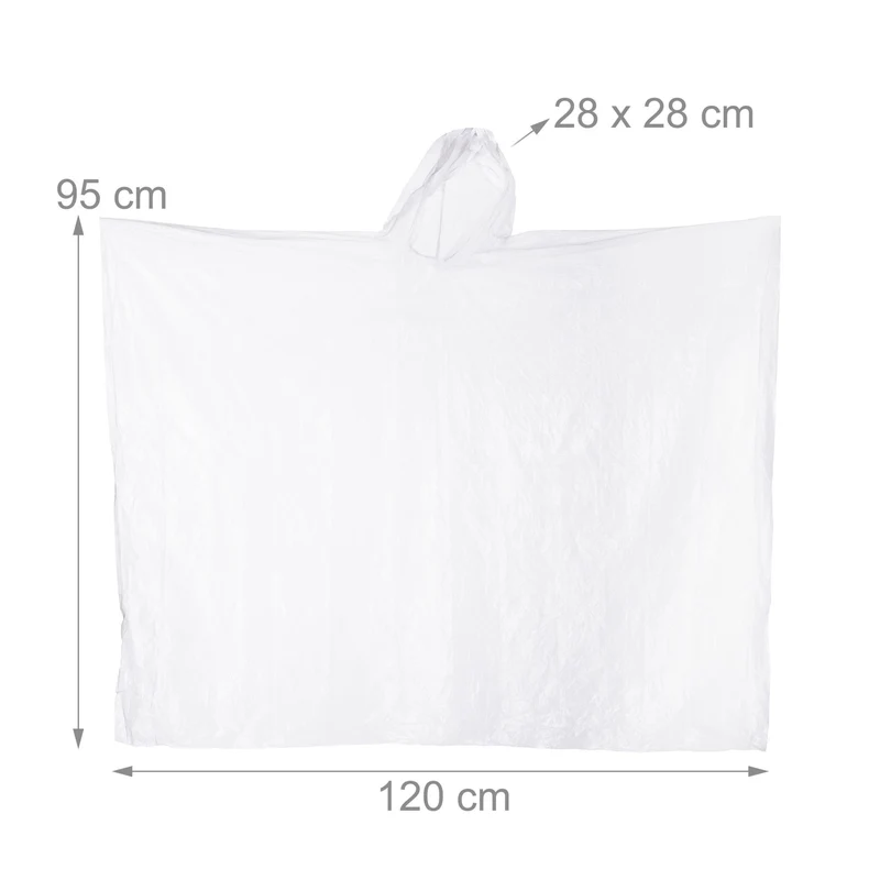 Lot de 20 ponchos de pluie jetables légers transparents 95 x 120 cm en PE transparent 13_0011578