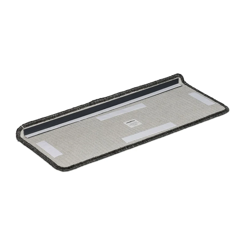 Lot de 15 marchettes d'escalier rectangulaires autoadhésives confortables 4 x 65 x 24 cm en plastique noir 13_0016570