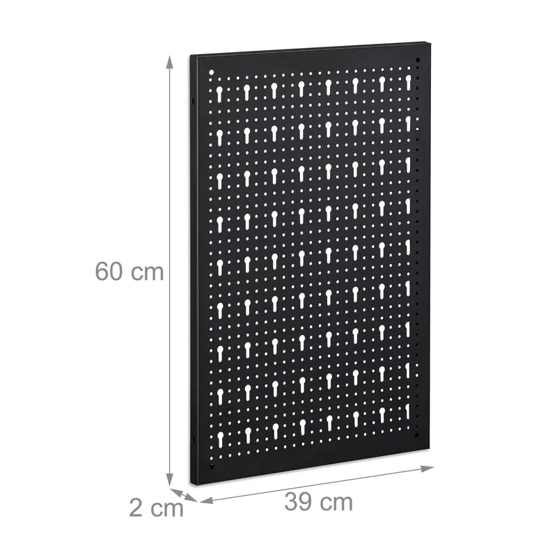 Lot de 3 panneaux perforés en acier pour organisation outils 60 x 30 x 1 cm pratique et clair en acier gris 13_0013827