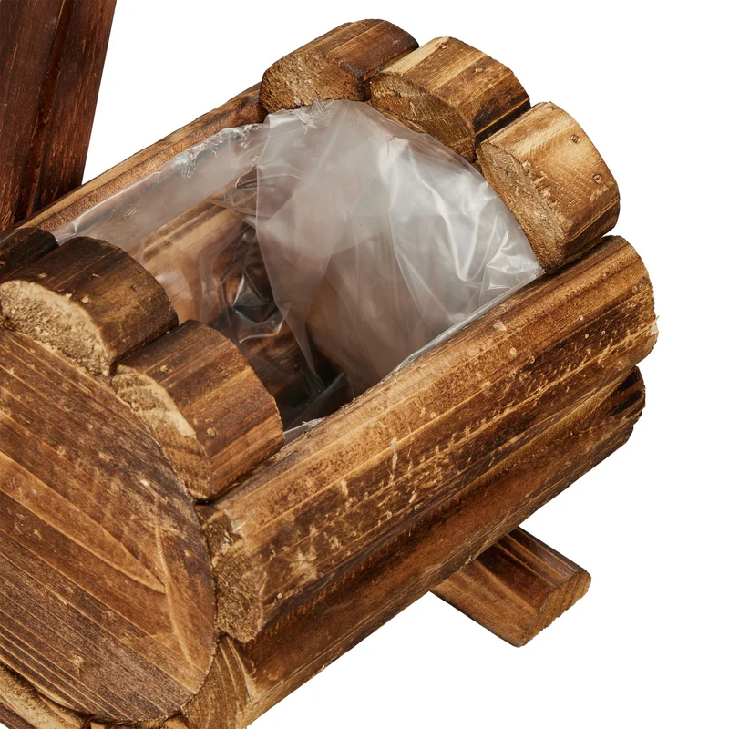 Cabane à oiseaux décorative avec jardinière pour balcon ou terrasse 30 x 20 x 25 cm en bois de sapin flambé 13_0015249