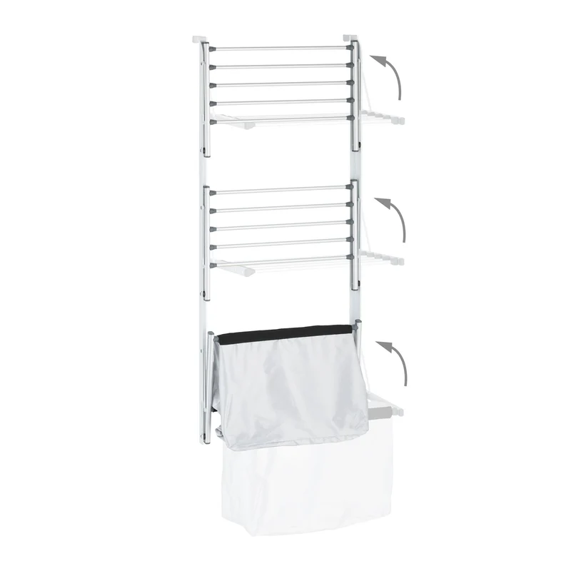 Séchoir à linge pliant pratique à accrocher sur porte 60 x 30 x 10 cm en plastique blanc 13_0015731