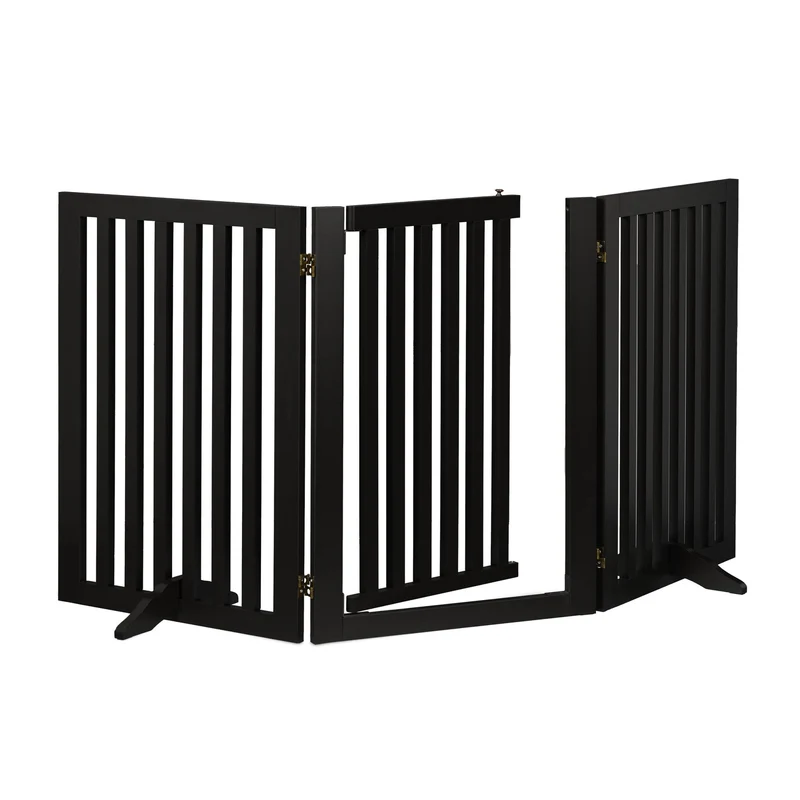 Barrière de sécurité réglable pour animaux d'intérieur escalier cheminée 70 x 80 cm protection pratique en plastique noir 13_0011436