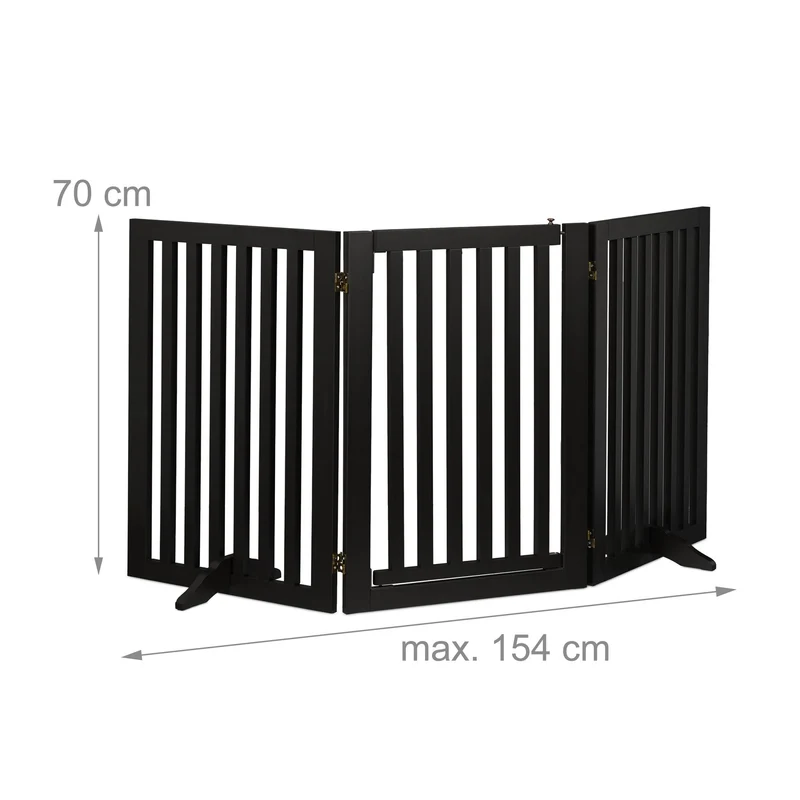 Barrière de sécurité réglable pour animaux d'intérieur escalier cheminée 70 x 80 cm protection pratique en plastique noir 13_0011436