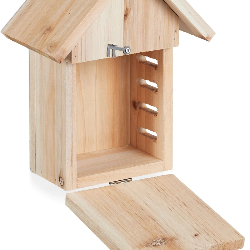 Hôtel à insectes coccinelles abri suspendu jardin ou balcon ouverture facile style naturel en bois marron 13_0015261