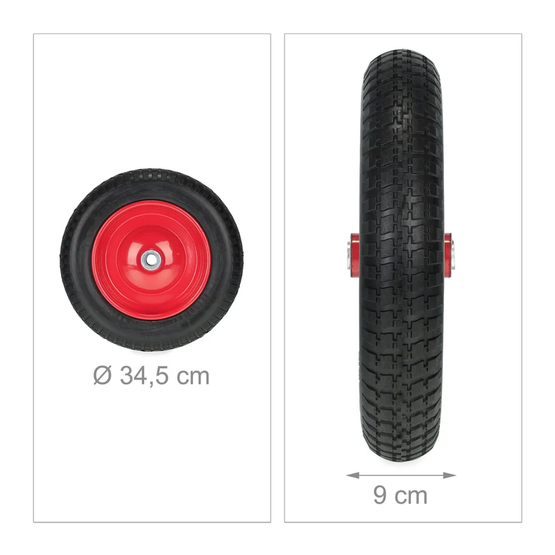 Roue de brouette increvable 3.00-8 confort de conduite surface profilée en caoutchouc noir 13_0012277