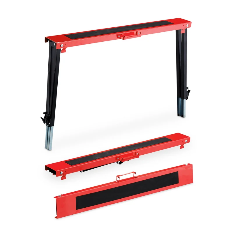 Lot de 2 tréteaux réglables polyvalents bricolage 12 positions 80 x 60 x 70 cm en métal rouge 13_0011857