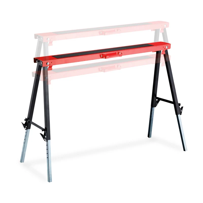 Lot de 2 tréteaux réglables polyvalents bricolage 12 positions 80 x 60 x 70 cm en métal rouge 13_0011857