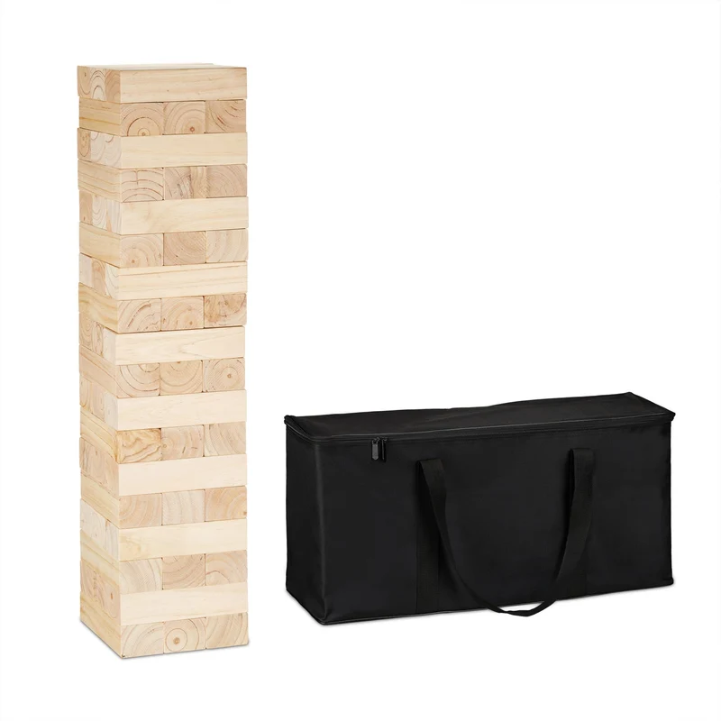Jeu d'empilage extérieur intérieur taille XXL jardin loisir 54 blocs en bois naturel 13_0010615