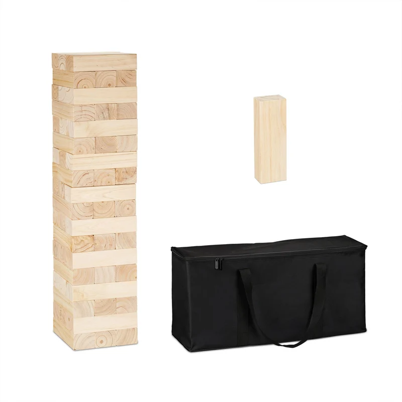 Jeu d'empilage extérieur intérieur taille XXL jardin loisir 54 blocs en bois naturel 13_0010615