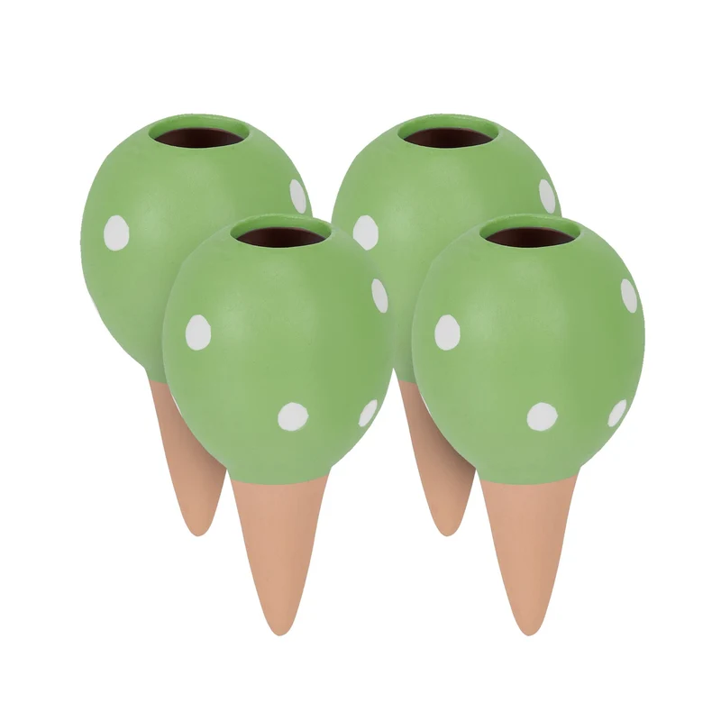 Lot de 4 cônes d'arrosage en terre cuite décoratifs pour plantes jardin automatique en argile terracotta 13_0012605