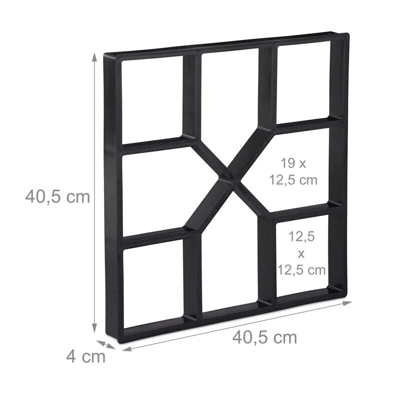Moule à béton pour dalles de jardin réutilisable 40 x 40 x 4 cm pour aménagement extérieur en plastique gris 13_0011691