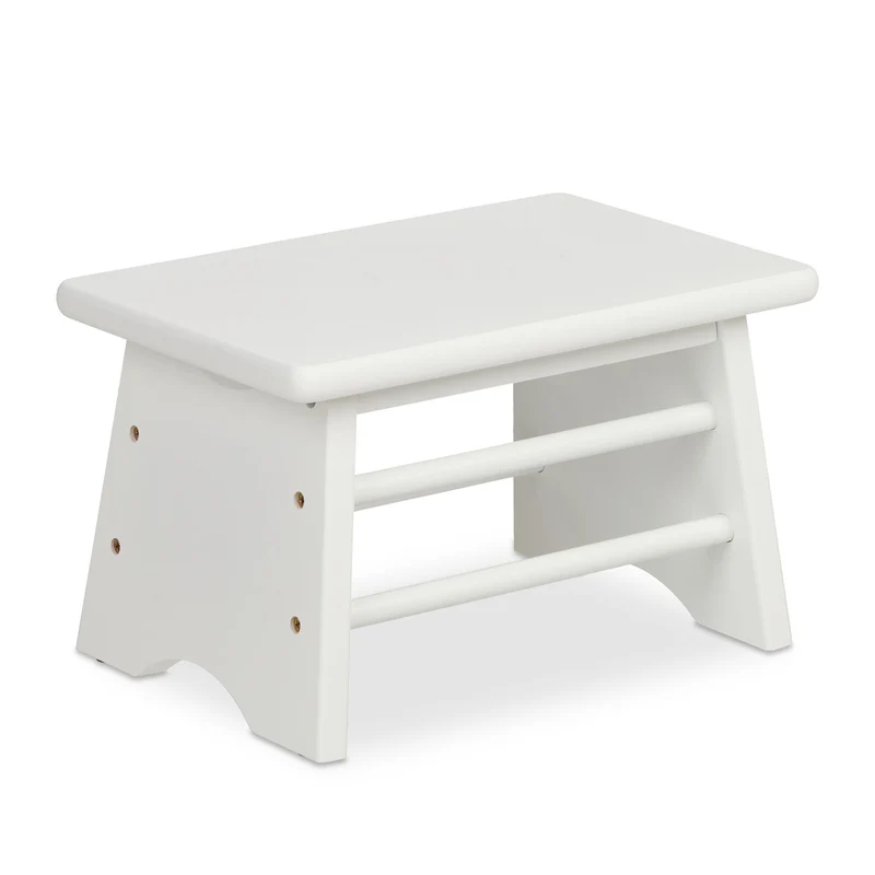 Tabouret pratique à usages multiples intérieur 50 x 30 x 30 cm pour accéder à des étagères hautes en bambou blanc 13_0013596