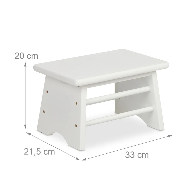 Tabouret pratique à usages multiples intérieur 50 x 30 x 30 cm pour accéder à des étagères hautes en bambou blanc 13_0013596