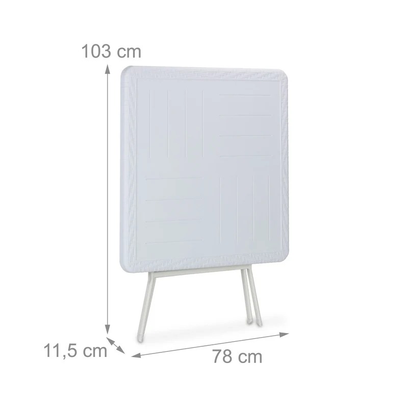 Table de jardin pliante moderne format carré 74 x 78 x 78 cm pour 4 personnes en plastique effet bois 13_0015728