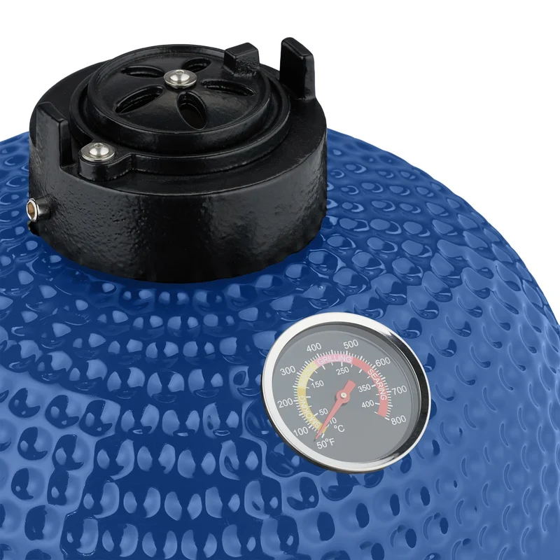 Gril barbecue Kamado polyvalent cuisson précise 56,5 x 43 x 46 cm en céramique noir 13_0016746