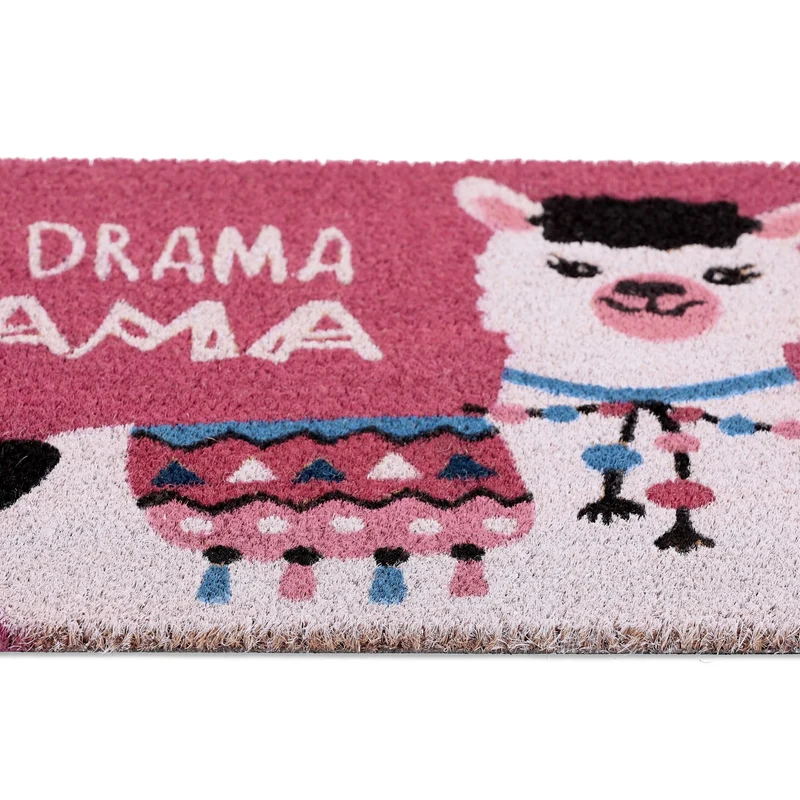 Tapis moderne intérieur extérieur motif lama 75 x 45 cm antidérapant et résistant en fibres de coco beige 13_0013548