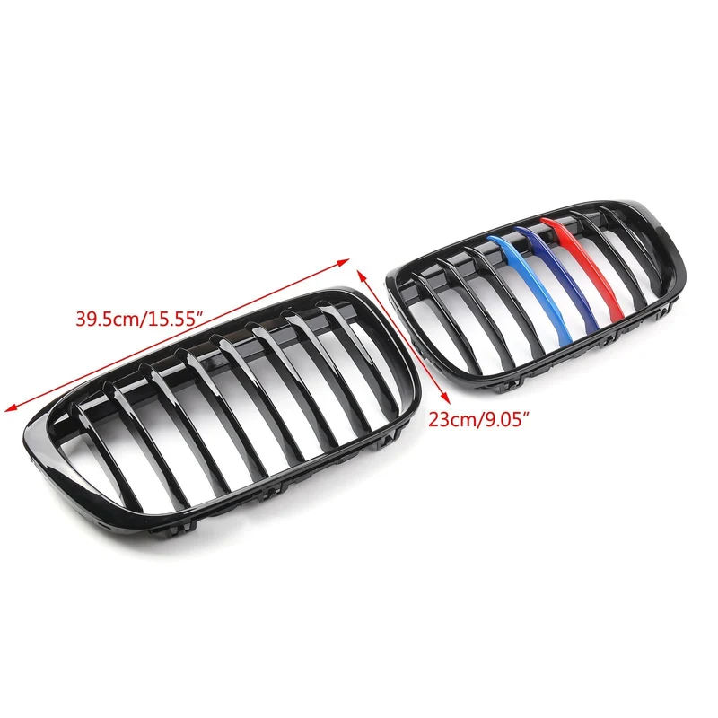 Paire Grilles Calandre Avant BMW X1 F48 F49 2016+ Noir Brillant