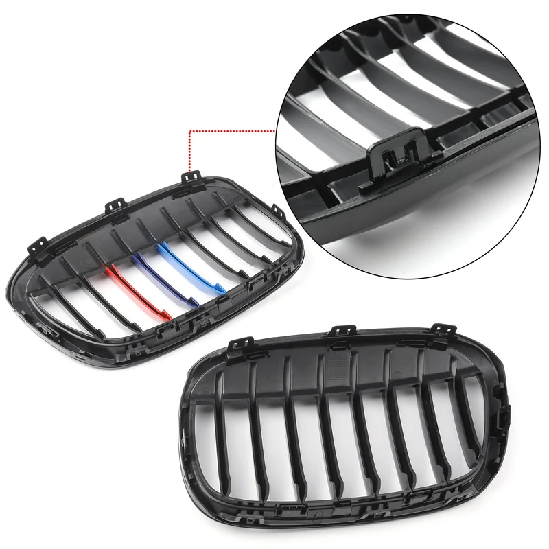 Paire Grilles Calandre Avant BMW X1 F48 F49 2016+ Noir Brillant