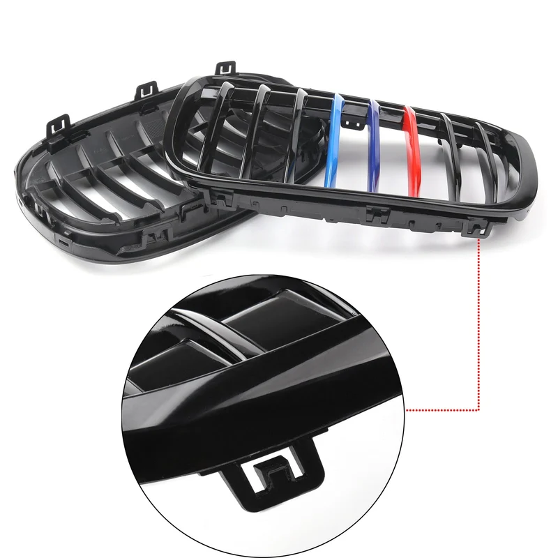 Paire Grilles Calandre Avant BMW X1 F48 F49 2016+ Noir Brillant