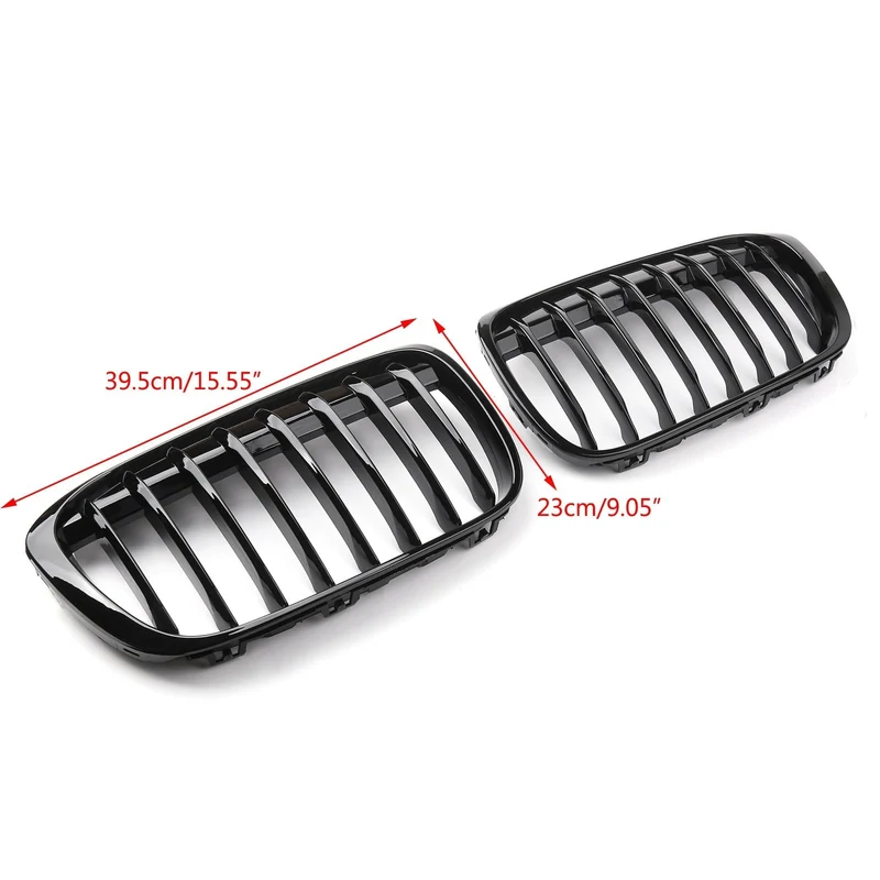 Paire Grilles Calandre Avant BMW X1 F48 F49 2016+ Noir Brillant