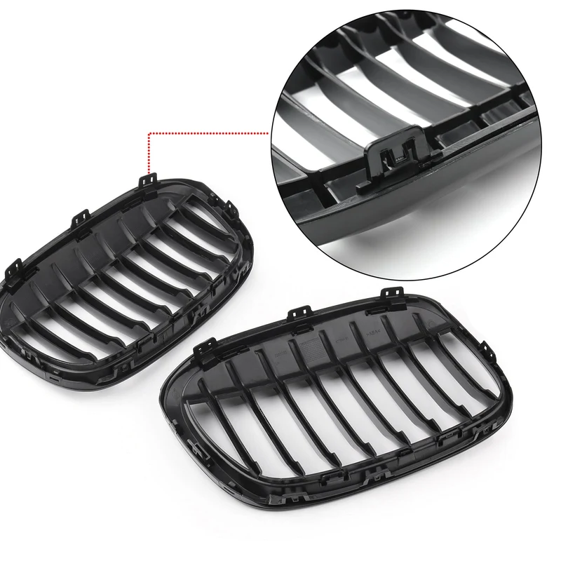 Paire Grilles Calandre Avant BMW X1 F48 F49 2016+ Noir Brillant