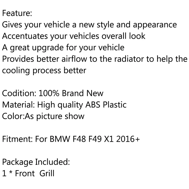 Paire Grilles Calandre Avant BMW X1 F48 F49 2016+ Noir Brillant