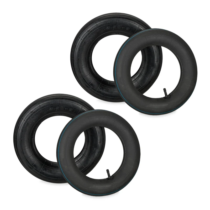 Lot de 2 pneus avec chambres à air pour brouette 3.50-8 pouces usage extérieur conduite souple en caoutchouc noir 13_0013156