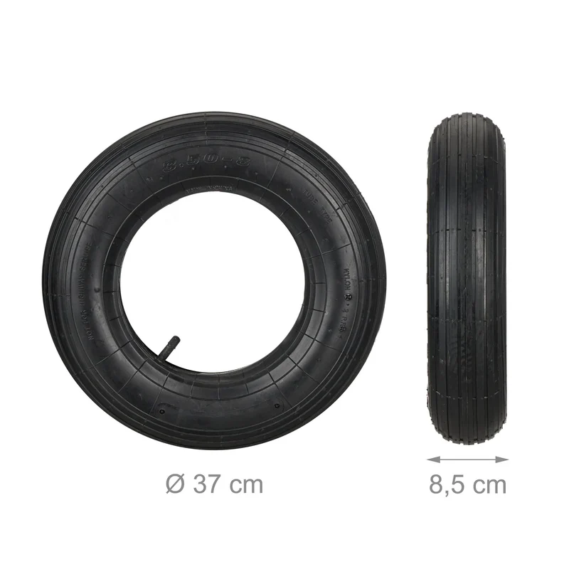 Lot de 2 pneus avec chambres à air pour brouette 3.50-8 pouces usage extérieur conduite souple en caoutchouc noir 13_0013156
