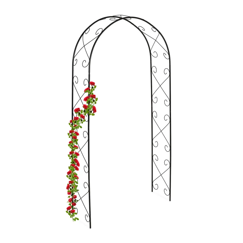 Arche de jardin décorative support plantes ornementales 200 x 100 x 40 cm en acier noir 13_0016818