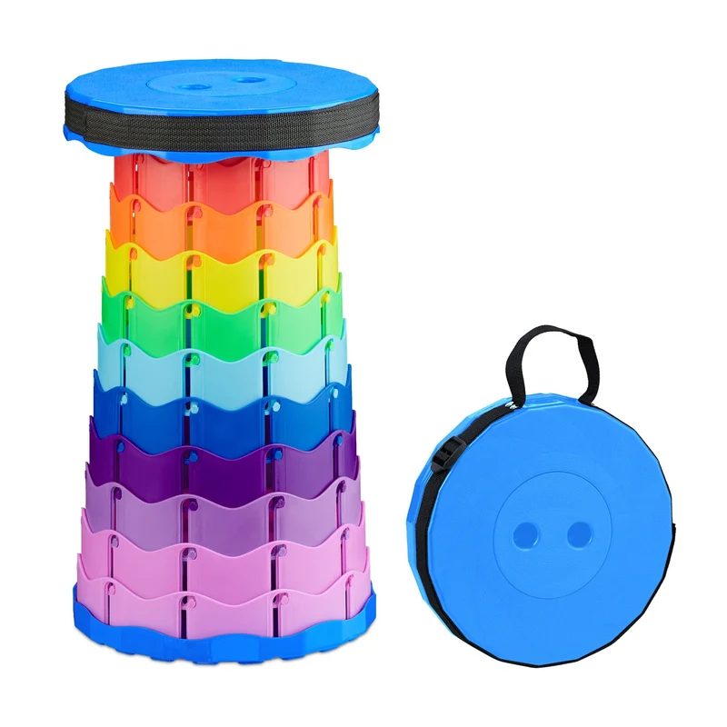 Tabouret pliant réglable camping pêche 20 x 20 x 40 cm en plastique noir 13_0016615