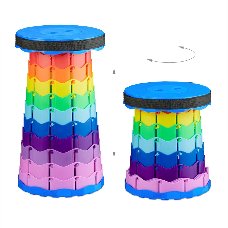 Tabouret pliant réglable camping pêche 20 x 20 x 40 cm en plastique noir 13_0016615