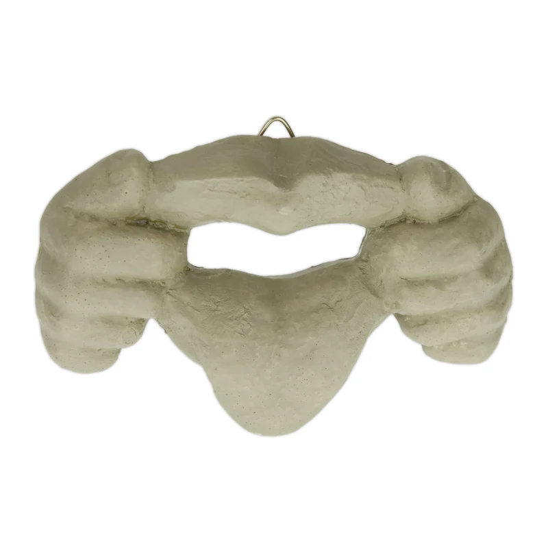 Visage de tronc d'arbre décoratif jardin design original ambiance féerique 15 x 20 x 5 cm en pierre artificielle gris 13_0013107