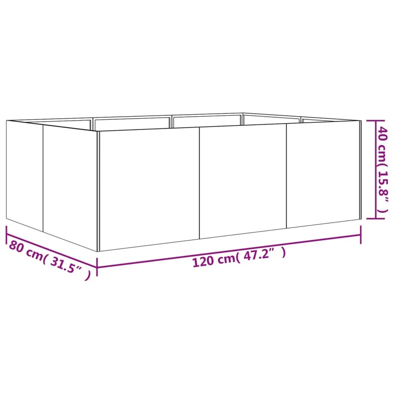 Jardinière bac lit surélevé plantes fleurs terrasse jardin de jardin 120 x 80 x 40 cm acier corten marron 02_0039347