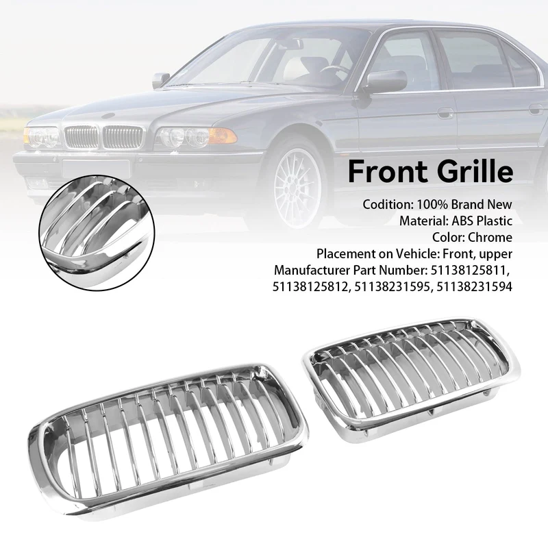 Calandre avant chromée BMW Série 7 E38 1994-2001 2 pièces