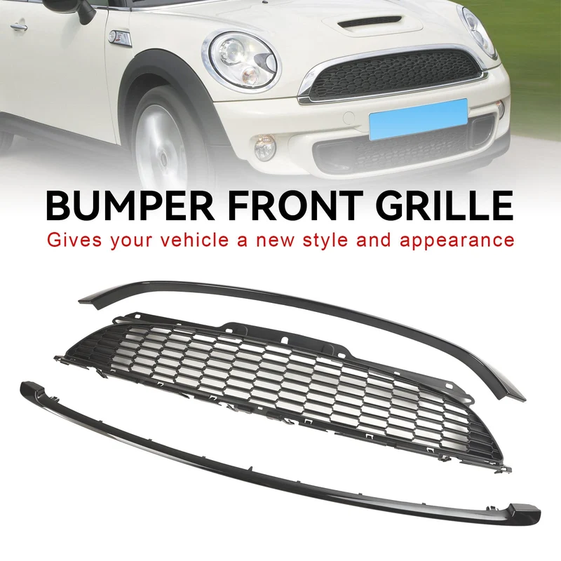 Calandre JCW noir brillant Mini Cooper S R55-R59 3 pièces