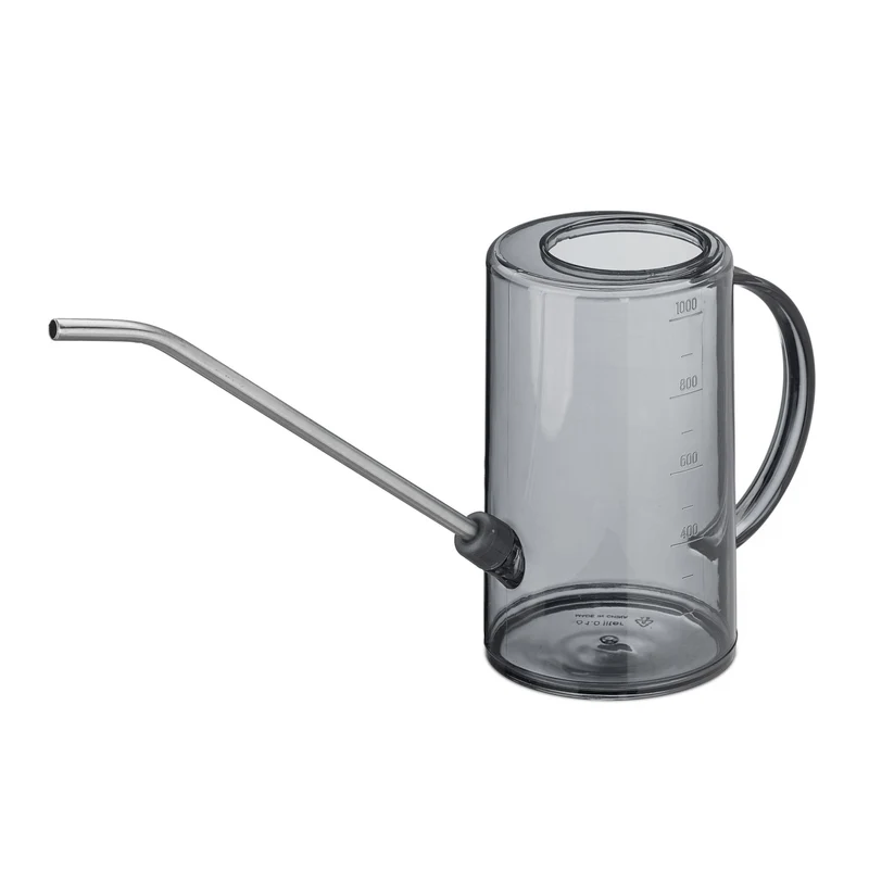 Arrosoir pour plantes d'intérieur et balcon 1 L avec bec long et anse pratique en plastique noir 13_0015298