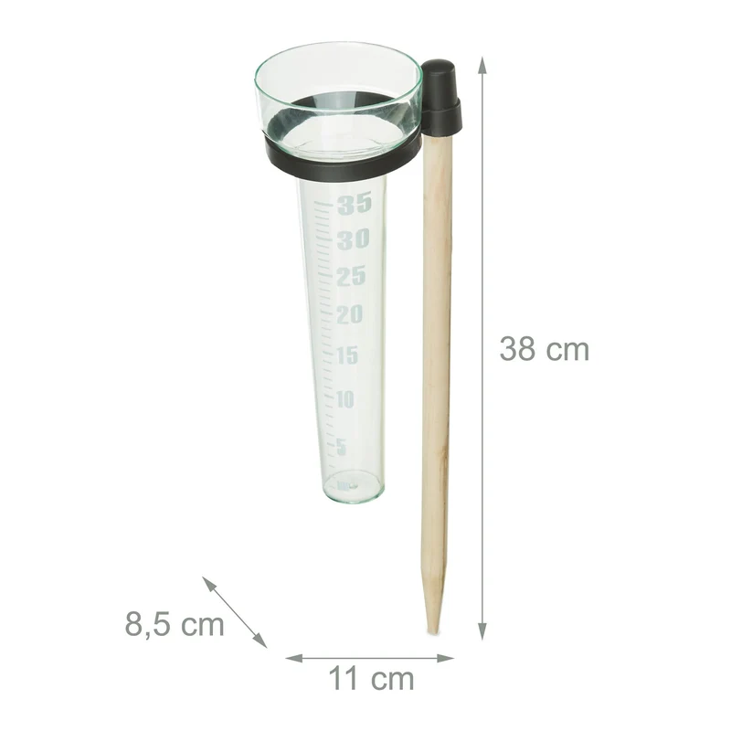 Lot de 2 pluviomètres pratiques pour jardin terrasse 80 x 10 x 10 cm en bois naturel 13_0013607
