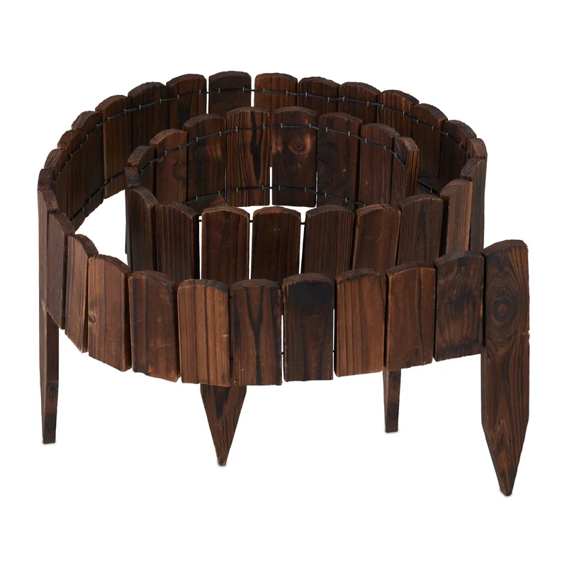Lot de 2 bordures de jardin flexibles en bois de sapin 200 x 25 cm facile à installer design naturel brun foncé 13_0016509