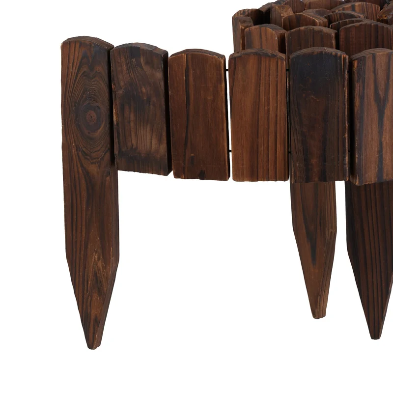 Lot de 2 bordures de jardin flexibles en bois de sapin 200 x 25 cm facile à installer design naturel brun foncé 13_0016509