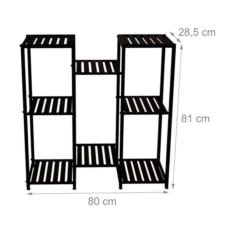 Étagère à plantes spacieuse pour salon véranda 81 x 55 x 55 cm avec 6 niveaux design pratique en acier noir 13_0016753