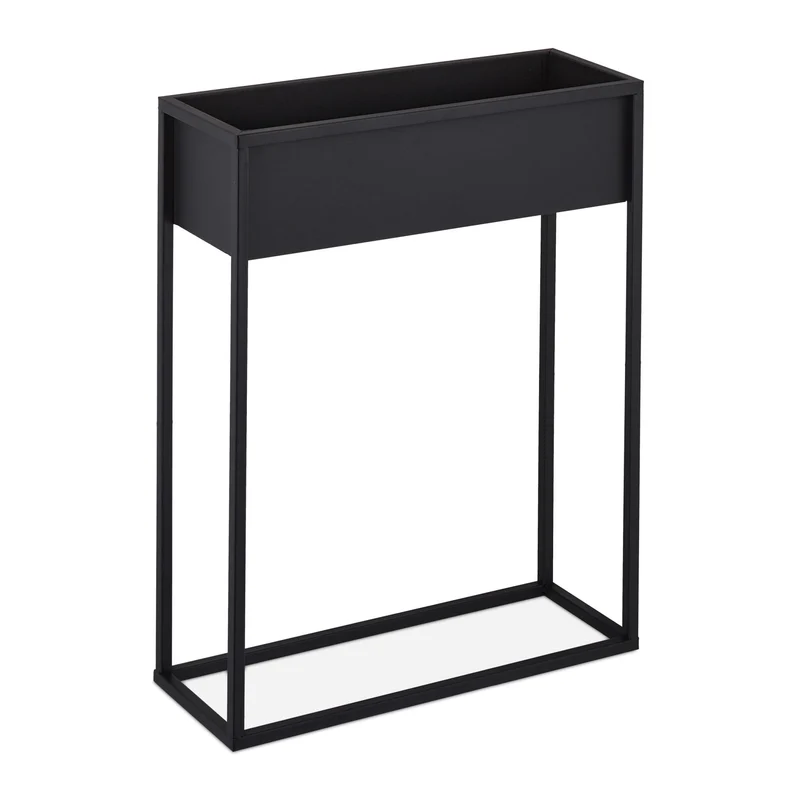 Porte-pot de fleurs surélevé design sobre intérieur 70 x 25 x 25 cm en fer noir 13_0011640