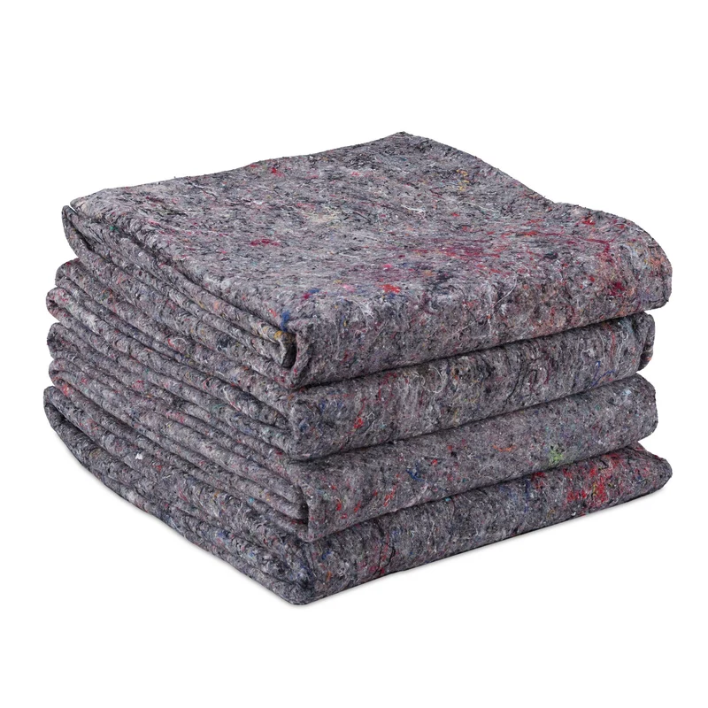 Lot de 4 couvertures de déménagement protection réutilisables 150 x 200 cm en non-tissé gris 13_0016067