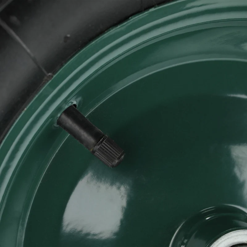 Roue de brouette pneumatique avec valve confort de conduite 4.80 x 4.00-8 en acier verte 13_0010698