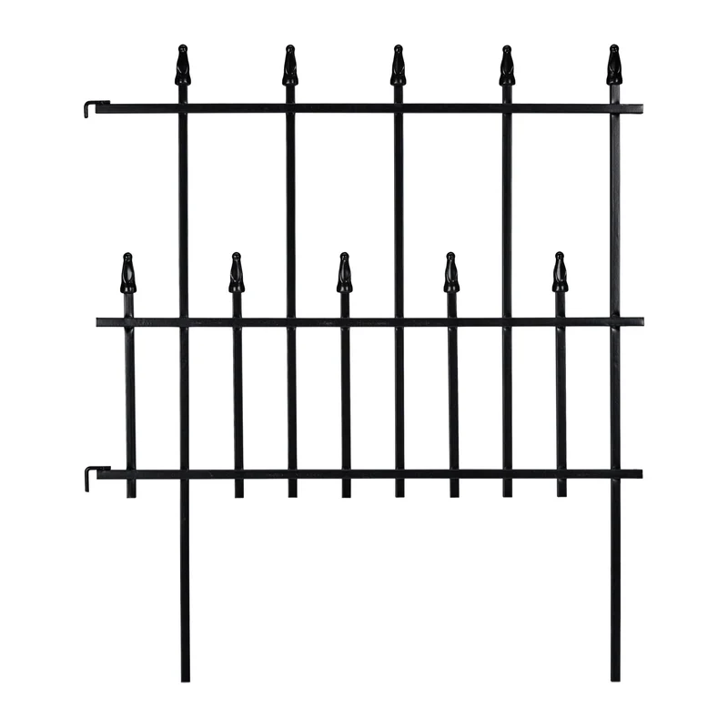Lot de 4 bordures de jardin décoratives style gothique 50 x 10 cm en métal noir 13_0011958