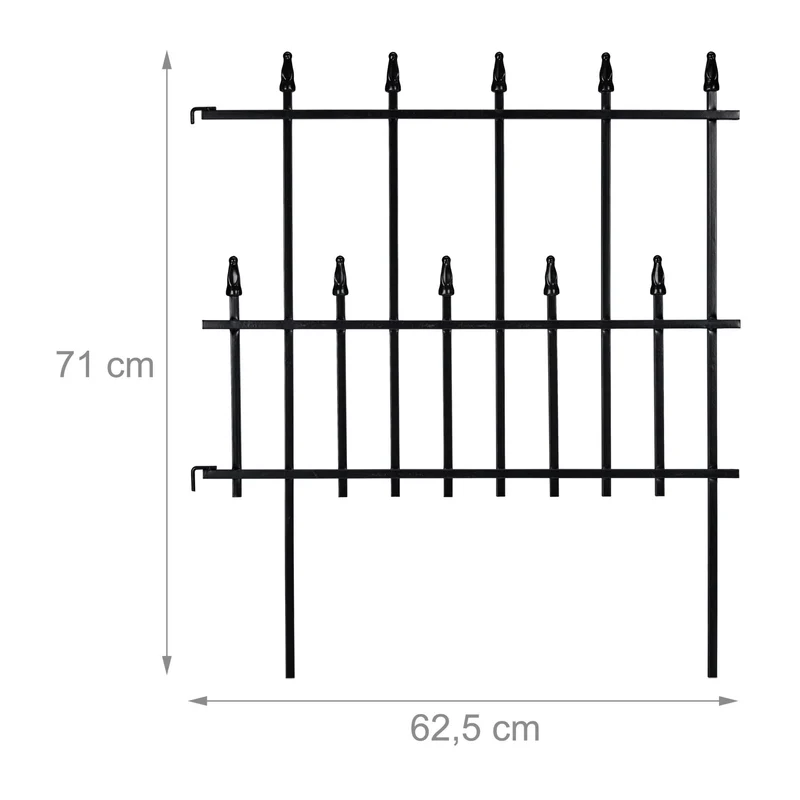 Lot de 4 bordures de jardin décoratives style gothique 50 x 10 cm en métal noir 13_0011958